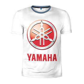 Мужская футболка 3D спортивная с принтом Yamaha в Екатеринбурге, 100% полиэстер с улучшенными характеристиками | приталенный силуэт, круглая горловина, широкие плечи, сужается к линии бедра | brand | car | japanese | logo | motorcycle | sign | yamaha | автомобиль | знак | логотип | марка | мотоцикл | ямаха | японская