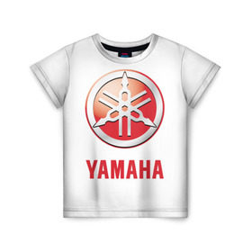 Детская футболка 3D с принтом Yamaha в Екатеринбурге, 100% гипоаллергенный полиэфир | прямой крой, круглый вырез горловины, длина до линии бедер, чуть спущенное плечо, ткань немного тянется | brand | car | japanese | logo | motorcycle | sign | yamaha | автомобиль | знак | логотип | марка | мотоцикл | ямаха | японская