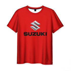 Мужская футболка 3D с принтом Suzuki в Екатеринбурге, 100% полиэфир | прямой крой, круглый вырез горловины, длина до линии бедер | марка | машина | сузуки | япония