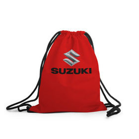 Рюкзак-мешок 3D с принтом Suzuki в Екатеринбурге, 100% полиэстер | плотность ткани — 200 г/м2, размер — 35 х 45 см; лямки — толстые шнурки, застежка на шнуровке, без карманов и подкладки | марка | машина | сузуки | япония