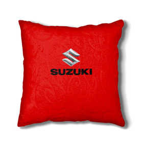 Подушка 3D с принтом Suzuki в Екатеринбурге, наволочка – 100% полиэстер, наполнитель – холлофайбер (легкий наполнитель, не вызывает аллергию). | состоит из подушки и наволочки. Наволочка на молнии, легко снимается для стирки | Тематика изображения на принте: марка | машина | сузуки | япония
