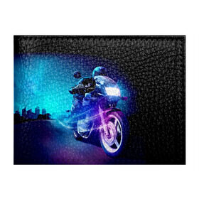 Обложка для студенческого билета с принтом Мотоциклист в Екатеринбурге, натуральная кожа | Размер: 11*8 см; Печать на всей внешней стороне | Тематика изображения на принте: city | light | motocross | motorcycle | motorcyclist | night | silhouette | speed | город | мотокросс | мотоцикл | мотоциклист | ночь | свет | силуэт | скорость