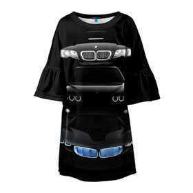 Детское платье 3D с принтом BMW в Екатеринбурге, 100% полиэстер | прямой силуэт, чуть расширенный к низу. Круглая горловина, на рукавах — воланы | Тематика изображения на принте: bmw | авто | бмв | магина | марка