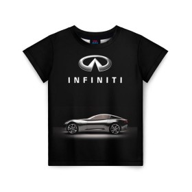 Детская футболка 3D с принтом Infiniti в Екатеринбурге, 100% гипоаллергенный полиэфир | прямой крой, круглый вырез горловины, длина до линии бедер, чуть спущенное плечо, ткань немного тянется | авто | инфинити | марка | машина