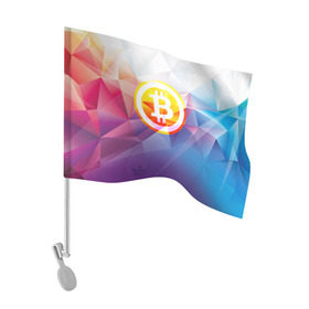 Флаг для автомобиля с принтом Биткоин - Bitcoin Geometria в Екатеринбурге, 100% полиэстер | Размер: 30*21 см | bitcoin | coin | crypto | geometria | polygon | биткоин | геометрия | коин | криптовалюта | полигон