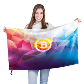 Флаг 3D с принтом Биткоин - Bitcoin Geometria в Екатеринбурге, 100% полиэстер | плотность ткани — 95 г/м2, размер — 67 х 109 см. Принт наносится с одной стороны | bitcoin | coin | crypto | geometria | polygon | биткоин | геометрия | коин | криптовалюта | полигон