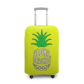 Чехол для чемодана 3D с принтом Aloha, Beaches! в Екатеринбурге, 86% полиэфир, 14% спандекс | двустороннее нанесение принта, прорези для ручек и колес | aloha | beaches | bride | ананас | девичник | невеста | пляж | пляжная вечеринка | тропики | фрукты