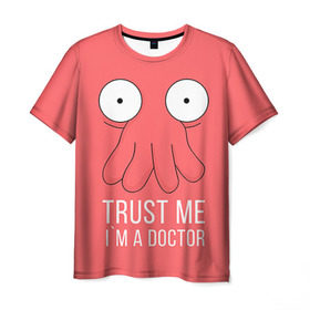 Мужская футболка 3D с принтом Доктор в Екатеринбурге, 100% полиэфир | прямой крой, круглый вырез горловины, длина до линии бедер | Тематика изображения на принте: doctor | futurama | trust me | верь мне | врач | доктор | зойдберг | медик | медицина | футурама