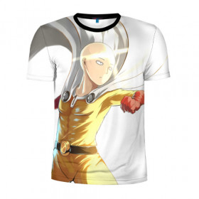 Мужская футболка 3D спортивная с принтом One Punch в Екатеринбурге, 100% полиэстер с улучшенными характеристиками | приталенный силуэт, круглая горловина, широкие плечи, сужается к линии бедра | 