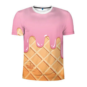 Мужская футболка 3D спортивная с принтом Black Milk Мороженое Стаканчик в Екатеринбурге, 100% полиэстер с улучшенными характеристиками | приталенный силуэт, круглая горловина, широкие плечи, сужается к линии бедра | Тематика изображения на принте: ice cream | мороженое | рожок | стаканчик | эскимо