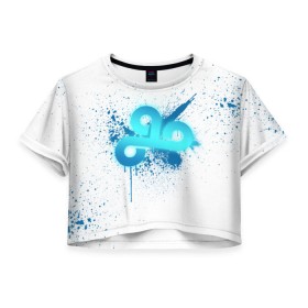 Женская футболка 3D укороченная с принтом cs:go - Cloud9 (White collection) в Екатеринбурге, 100% полиэстер | круглая горловина, длина футболки до линии талии, рукава с отворотами | 0x000000123 | cloud9 | cs go | white | кс го
