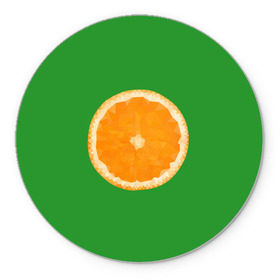 Коврик круглый с принтом Низкополигональный апельсин в Екатеринбурге, резина и полиэстер | круглая форма, изображение наносится на всю лицевую часть | Тематика изображения на принте: lowpoly | polygonal | апельсин | зеленый | оранджевый | полигон | полигональный | полигоны | яркий
