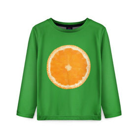 Детский лонгслив 3D с принтом Низкополигональный апельсин в Екатеринбурге, 100% полиэстер | длинные рукава, круглый вырез горловины, полуприлегающий силуэт
 | Тематика изображения на принте: lowpoly | polygonal | апельсин | зеленый | оранджевый | полигон | полигональный | полигоны | яркий