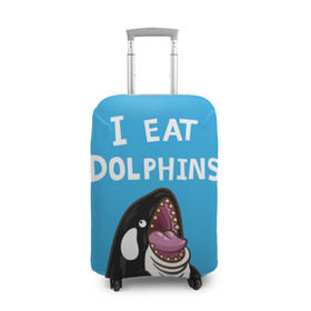 Чехол для чемодана 3D с принтом Я ем дельфинов в Екатеринбурге, 86% полиэфир, 14% спандекс | двустороннее нанесение принта, прорези для ручек и колес | дельфины | касатка