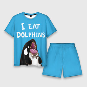 Мужской костюм с шортами 3D с принтом Я ем дельфинов в Екатеринбурге,  |  | дельфины | касатка