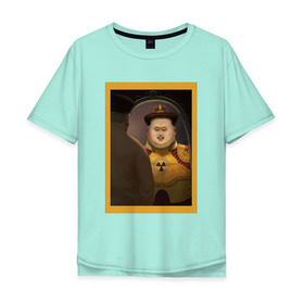 Мужская футболка хлопок Oversize с принтом Счастливый Ким в Екатеринбурге, 100% хлопок | свободный крой, круглый ворот, “спинка” длиннее передней части | ким чен ын | северная корея