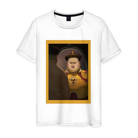 Мужская футболка хлопок с принтом Счастливый Ким в Екатеринбурге, 100% хлопок | прямой крой, круглый вырез горловины, длина до линии бедер, слегка спущенное плечо. | ким чен ын | северная корея