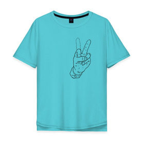 Мужская футболка хлопок Oversize с принтом Недофак в Екатеринбурге, 100% хлопок | свободный крой, круглый ворот, “спинка” длиннее передней части | Тематика изображения на принте: v | виктори | пис | средний палец
