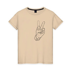 Женская футболка хлопок с принтом Недофак в Екатеринбурге, 100% хлопок | прямой крой, круглый вырез горловины, длина до линии бедер, слегка спущенное плечо | v | виктори | пис | средний палец