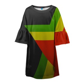 Детское платье 3D с принтом Black Milk Black Rasta Star в Екатеринбурге, 100% полиэстер | прямой силуэт, чуть расширенный к низу. Круглая горловина, на рукавах — воланы | 420 | black milk | bob marley | buds | color | jamaica | rasta | rastaman | snoop dogg | star | tricolor | боб марли | бошки | раста | триколор