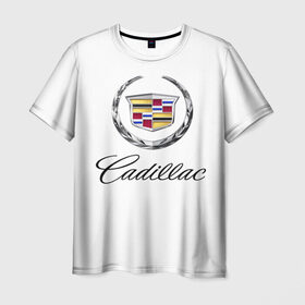 Мужская футболка 3D с принтом Cadillac в Екатеринбурге, 100% полиэфир | прямой крой, круглый вырез горловины, длина до линии бедер | авто | кадиллак | марка | машина