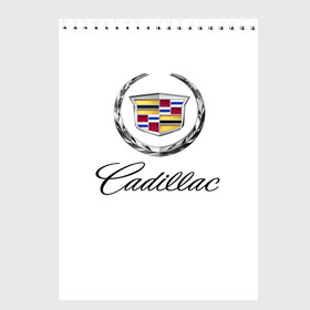 Скетчбук с принтом Cadillac в Екатеринбурге, 100% бумага
 | 48 листов, плотность листов — 100 г/м2, плотность картонной обложки — 250 г/м2. Листы скреплены сверху удобной пружинной спиралью | Тематика изображения на принте: авто | кадиллак | марка | машина