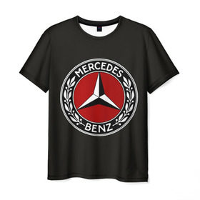Мужская футболка 3D с принтом Mercedes-Benz в Екатеринбурге, 100% полиэфир | прямой крой, круглый вырез горловины, длина до линии бедер | car | germany | logo | make | mercedes benz | автомобиль | германия | логотип | марка | мерседес бенц