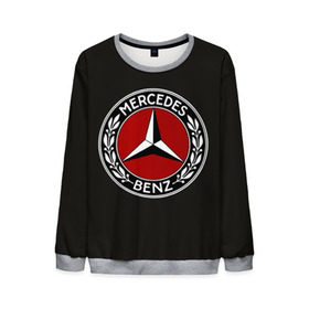 Мужской свитшот 3D с принтом Mercedes-Benz в Екатеринбурге, 100% полиэстер с мягким внутренним слоем | круглый вырез горловины, мягкая резинка на манжетах и поясе, свободная посадка по фигуре | car | germany | logo | make | mercedes benz | автомобиль | германия | логотип | марка | мерседес бенц