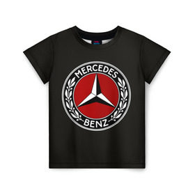 Детская футболка 3D с принтом Mercedes-Benz в Екатеринбурге, 100% гипоаллергенный полиэфир | прямой крой, круглый вырез горловины, длина до линии бедер, чуть спущенное плечо, ткань немного тянется | car | germany | logo | make | mercedes benz | автомобиль | германия | логотип | марка | мерседес бенц
