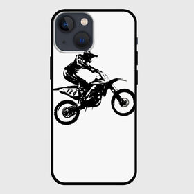 Чехол для iPhone 13 mini с принтом Мотокросс в Екатеринбурге,  |  | motocross | motorcycle | motorcyclist | silhouette | speed | stencil | мотокросс | мотоцикл | мотоциклист | силуэт | скорость | трафарет