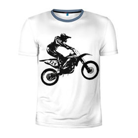 Мужская футболка 3D спортивная с принтом Мотокросс в Екатеринбурге, 100% полиэстер с улучшенными характеристиками | приталенный силуэт, круглая горловина, широкие плечи, сужается к линии бедра | motocross | motorcycle | motorcyclist | silhouette | speed | stencil | мотокросс | мотоцикл | мотоциклист | силуэт | скорость | трафарет
