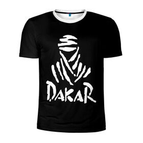 Мужская футболка 3D спортивная с принтом Dakar в Екатеринбурге, 100% полиэстер с улучшенными характеристиками | приталенный силуэт, круглая горловина, широкие плечи, сужается к линии бедра | dakar | desert | logo | race | rally | sign | гонки | дакар | знак | логотип | пустыня | ралли