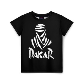 Детская футболка 3D с принтом Dakar в Екатеринбурге, 100% гипоаллергенный полиэфир | прямой крой, круглый вырез горловины, длина до линии бедер, чуть спущенное плечо, ткань немного тянется | dakar | desert | logo | race | rally | sign | гонки | дакар | знак | логотип | пустыня | ралли
