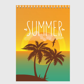 Скетчбук с принтом Летний пляж в Екатеринбурге, 100% бумага
 | 48 листов, плотность листов — 100 г/м2, плотность картонной обложки — 250 г/м2. Листы скреплены сверху удобной пружинной спиралью | summer | sun | лето | море | пальмы | пляж | солнце | чайка
