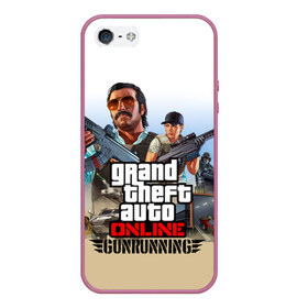 Чехол для iPhone 5/5S матовый с принтом GTA Online GUNRUNNING в Екатеринбурге, Силикон | Область печати: задняя сторона чехла, без боковых панелей | Тематика изображения на принте: auto | grand | gta | gta5 | rockstar | theft | гта | рокстар