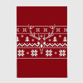 Постер с принтом Рождество в Екатеринбурге, 100% бумага
 | бумага, плотность 150 мг. Матовая, но за счет высокого коэффициента гладкости имеет небольшой блеск и дает на свету блики, но в отличии от глянцевой бумаги не покрыта лаком | елки | олень | подарок | свиттер