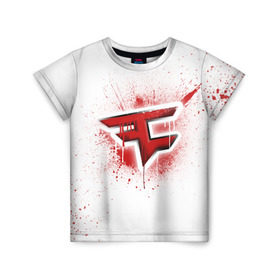 Детская футболка 3D с принтом cs:go - FaZe clan (White collection) в Екатеринбурге, 100% гипоаллергенный полиэфир | прямой крой, круглый вырез горловины, длина до линии бедер, чуть спущенное плечо, ткань немного тянется | Тематика изображения на принте: cs go | faze | white | кс го | фейз