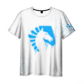 Мужская футболка 3D с принтом cs:go - Liquid team (White collection) в Екатеринбурге, 100% полиэфир | прямой крой, круглый вырез горловины, длина до линии бедер | 0x000000123 | cs go | liquid | white | кс го | ликвид