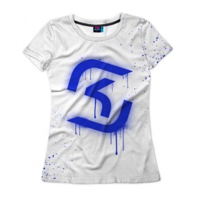 Женская футболка 3D с принтом cs:go - SK Gaming (White collection) в Екатеринбурге, 100% полиэфир ( синтетическое хлопкоподобное полотно) | прямой крой, круглый вырез горловины, длина до линии бедер | 0x000000123 | cs go | sk | white | кс го