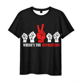 Мужская футболка 3D с принтом DM: Where`s the revolution? в Екатеринбурге, 100% полиэфир | прямой крой, круглый вырез горловины, длина до линии бедер | depeche mode