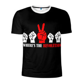Мужская футболка 3D спортивная с принтом DM: Where`s the revolution? в Екатеринбурге, 100% полиэстер с улучшенными характеристиками | приталенный силуэт, круглая горловина, широкие плечи, сужается к линии бедра | Тематика изображения на принте: depeche mode