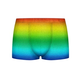 Мужские трусы 3D с принтом Радуга (Витражный Градиент) в Екатеринбурге, 50% хлопок, 50% полиэстер | классическая посадка, на поясе мягкая тканевая резинка | Тематика изображения на принте: gradient | rainbow | витраж | градиент | радуга