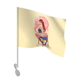 Флаг для автомобиля с принтом Pin Up Pop Art Girl в Екатеринбурге, 100% полиэстер | Размер: 30*21 см | comics | girl | lollipop | pin up | pop art | арт | девочка | дизайн | конфетка | лолита | милая | мода | пафос | поп арт | сосательная | стиль | чупа чупс