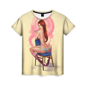 Женская футболка 3D с принтом Pin Up Pop Art Girl в Екатеринбурге, 100% полиэфир ( синтетическое хлопкоподобное полотно) | прямой крой, круглый вырез горловины, длина до линии бедер | comics | girl | lollipop | pin up | pop art | арт | девочка | дизайн | конфетка | лолита | милая | мода | пафос | поп арт | сосательная | стиль | чупа чупс