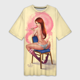 Платье-футболка 3D с принтом Pin Up Pop Art Girl в Екатеринбурге,  |  | comics | girl | lollipop | pin up | pop art | арт | девочка | дизайн | конфетка | лолита | милая | мода | пафос | поп арт | сосательная | стиль | чупа чупс