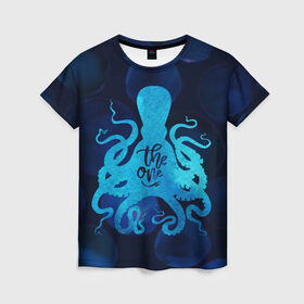 Женская футболка 3D с принтом крутой осьминог в Екатеринбурге, 100% полиэфир ( синтетическое хлопкоподобное полотно) | прямой крой, круглый вырез горловины, длина до линии бедер | вода | море | океан | осьминог | подводный мир | рыбы