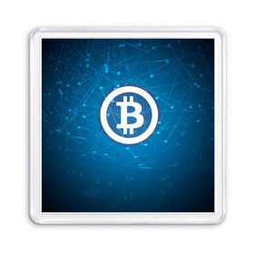 Магнит 55*55 с принтом Bitcoin Blue - Биткоин в Екатеринбурге, Пластик | Размер: 65*65 мм; Размер печати: 55*55 мм | bitcoin | ethereum | litecoin | биткоин | интернет | крипта | криптовалюта | лайткоин | майнинг | технологии | эфир