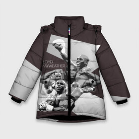 Зимняя куртка для девочек 3D с принтом Мейвезер Флойд 14 в Екатеринбурге, ткань верха — 100% полиэстер; подклад — 100% полиэстер, утеплитель — 100% полиэстер. | длина ниже бедра, удлиненная спинка, воротник стойка и отстегивающийся капюшон. Есть боковые карманы с листочкой на кнопках, утяжки по низу изделия и внутренний карман на молнии. 

Предусмотрены светоотражающий принт на спинке, радужный светоотражающий элемент на пуллере молнии и на резинке для утяжки. | floyd mayweather | floyd sinclair | ibf | wba | wbc | wbo | бокс. | мейвезер флойд | флойд синклер