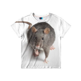 Детская футболка 3D с принтом Крыса в Екатеринбурге, 100% гипоаллергенный полиэфир | прямой крой, круглый вырез горловины, длина до линии бедер, чуть спущенное плечо, ткань немного тянется | животные | крыса | мышка | мышь