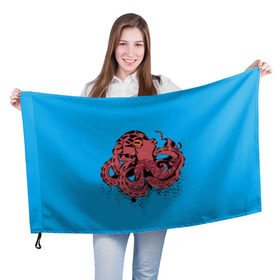 Флаг 3D с принтом Осьминог в Екатеринбурге, 100% полиэстер | плотность ткани — 95 г/м2, размер — 67 х 109 см. Принт наносится с одной стороны | la piovra | octopus | кальмар | лапиовра | морепродукт | морской гад | октопус | осьминог | спрут